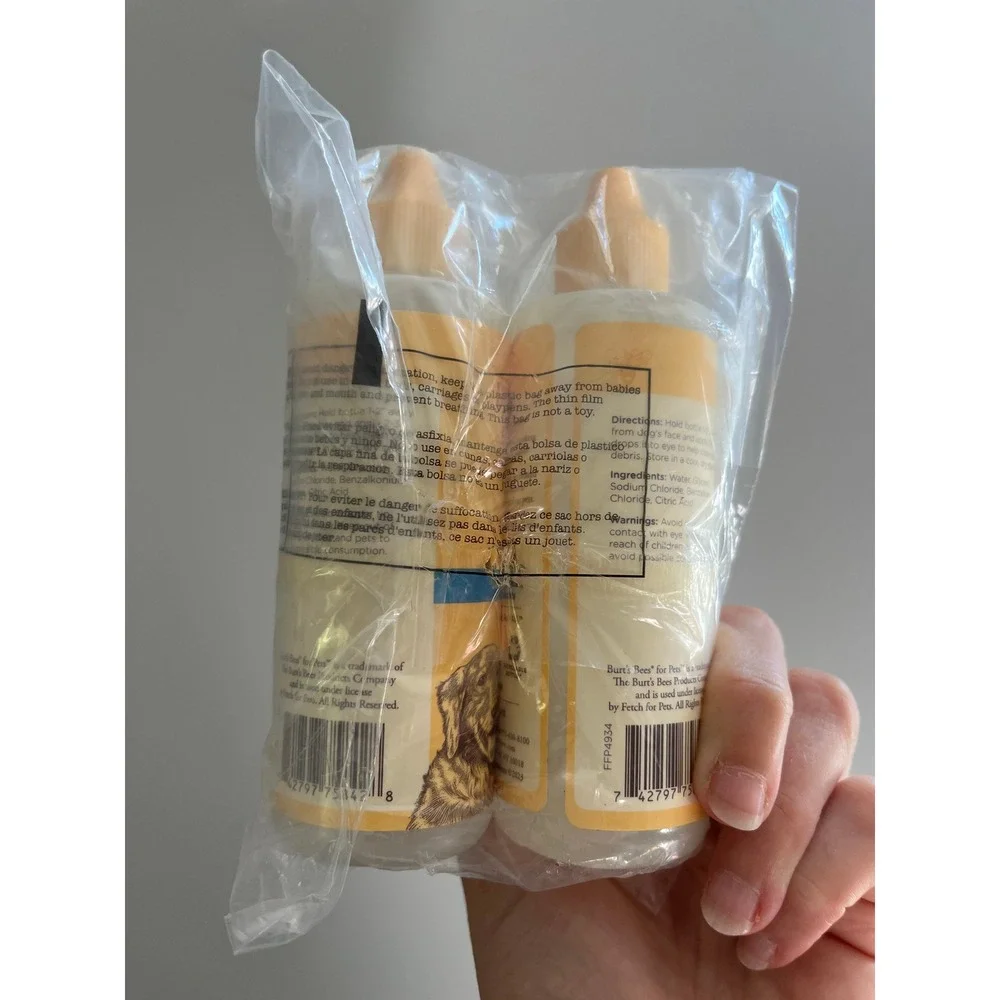Burt's Bees for Pets Eye Wash Saline Solution for Dogs pH Balanced Pet Care 2 PK